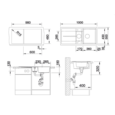 кухонная мойка Blanco Metra 6 S черный (525926)
