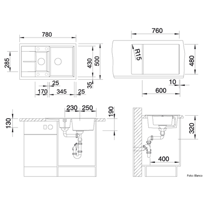 кухонная мойка Blanco Metra 6 S compact черный (525925)